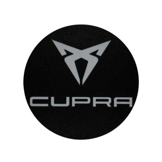 Runde Cupra LED-Lampe mit Logo in schwarz weiß