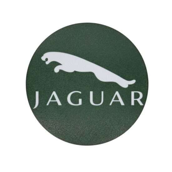 Runde Jaguar LED-Leuchte mit Logo in grün weiß