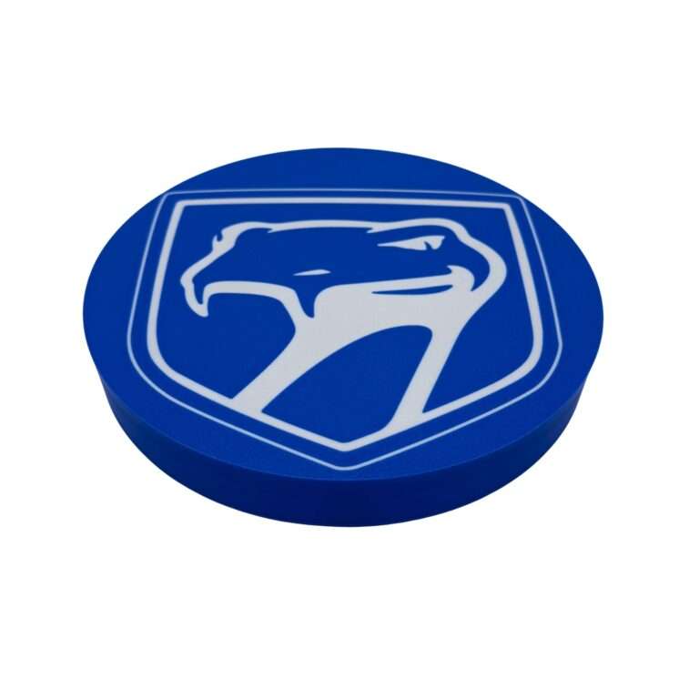 Runde Dodge Viper LED-Lampe mit altem Logo in blau weiß